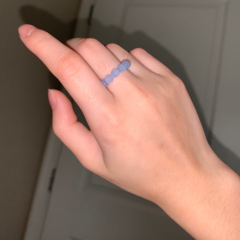 Sold light blue beaded ring